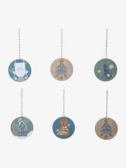 Lot De 6 Boules Plates De Noël Scandinave Bois - Vertbaudet -Chambre Douillette Soldes lot de 6 boules plates de noel scandinave 2