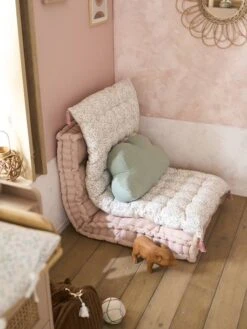 Matelas De Sol Avec Pompons FLEURETTES écru / Multicolore - Vertbaudet -Chambre Douillette Soldes matelas de sol avec pompons fleurettes 3