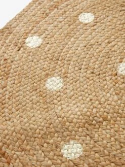 Tapis Jute à Pois Dorés Beige Clair Uni Avec Decor - Vertbaudet -Chambre Douillette Soldes tapis jute a pois dores 2